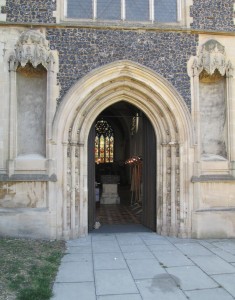 Wolsey's fine canopied niches flanking the west door